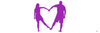 Logo do site Caminho a 2 com silhueta de casal formando um coração em cor roxa.
